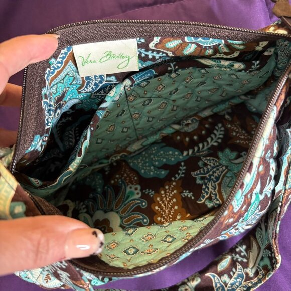 Vera Bradley Shoulder Bag Zipper Closure Blue Lagoon Floral Pattern Cotton - Picture 6 of 6